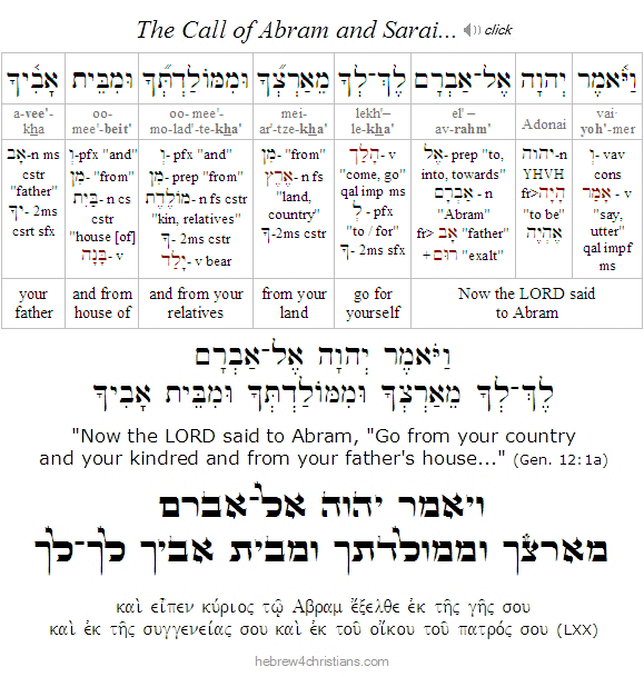 Gen 12:1a Lekh-Lekha Hebrew analysis