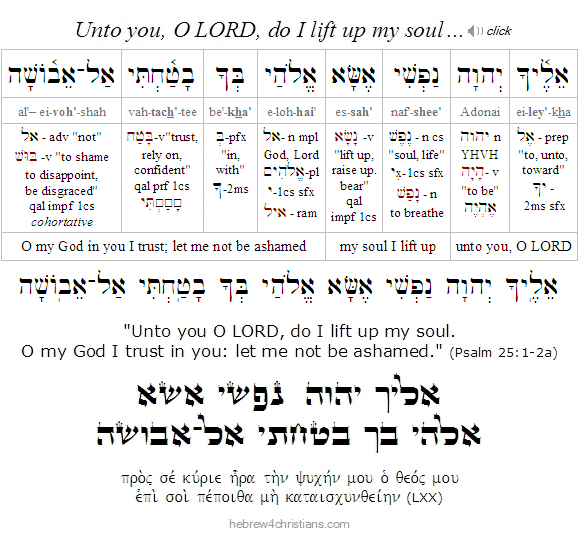 Psalm 25:1-2 Hebrew