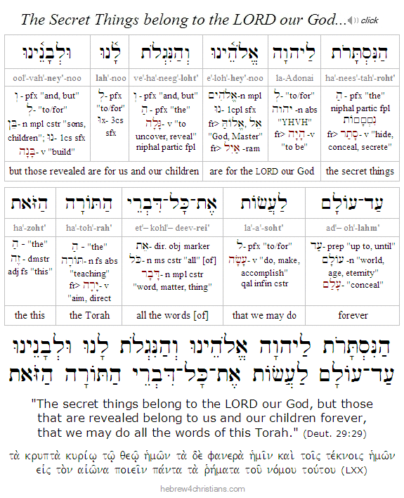 Deut. 29:29 Hebrew Lesson